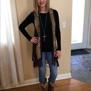 Gimmicks by BKE Long Fringed Boho Sweater Vest